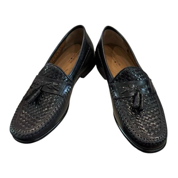 New Florsheim Men\'s Swivel Weave Black Leather Slip-on Loafers 8 8D